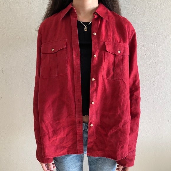 Ralph Lauren Tops - Ralph Lauren Red Button Down Shirt